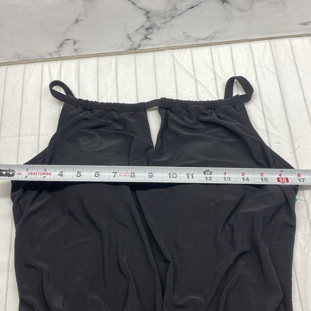 Aqua Green Women's Standard Keyhole Blouson Romper, Black Swim Romper size M - Picture 10 of 15